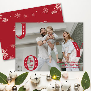 Modern JOY Christmas Family Photo Holiday Card