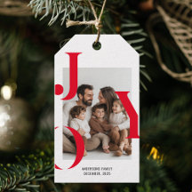 Modern JOY Christmas Photo Personalised Holiday