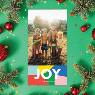 Modern JOY Colourful Mosaic Holiday Photo Card