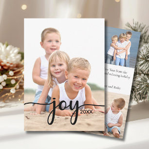 Modern Joy Family Photo Christmas Holiday Card