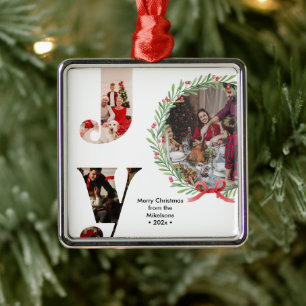 Modern Joy Family Photo Collage Metal Tree Decoration