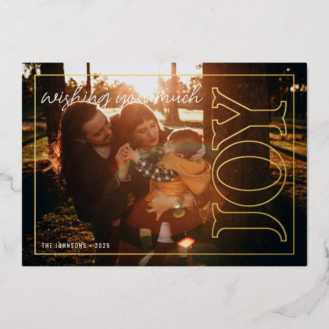 Modern Joy Holiday Photo Card (Front)