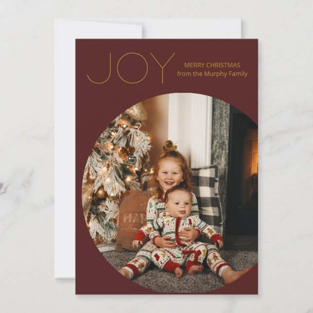 Modern Joy Minimalist Christmas Holiday Card (Front)
