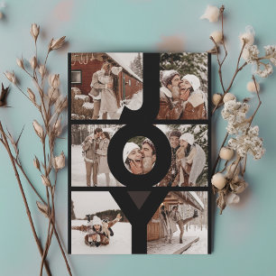 Modern JOY multiple photos couples Holiday Card