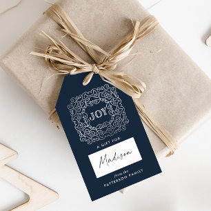 Modern Joy Navy and Silver Holiday Gift Tags