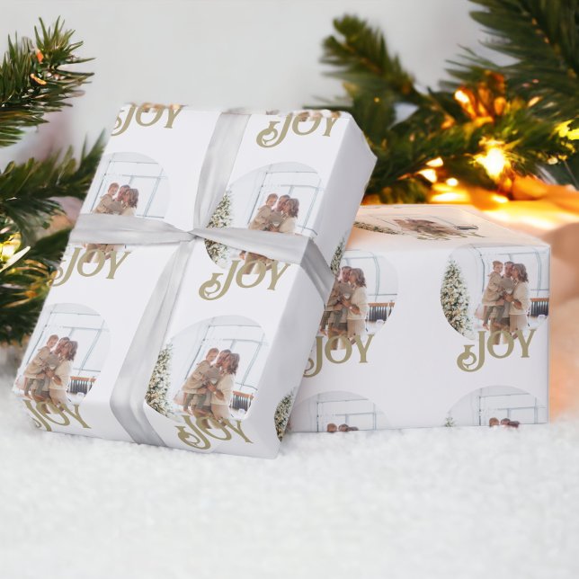 Modern Joy Photo Christmas Personalised Wrapping Paper (Modern Joy Photo Christmas Personalized Wrapping Paper from Ricaso)