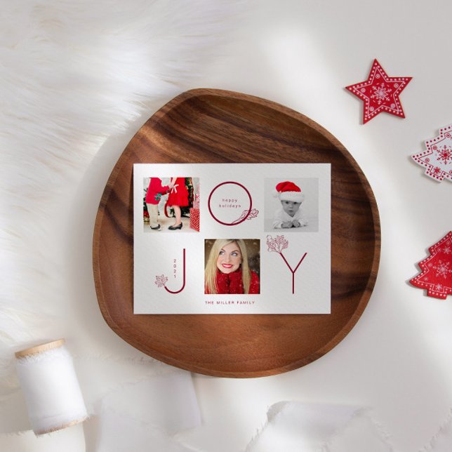 Modern Joy Photo Collage Holiday Card (Creator Uploaded)