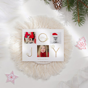 Modern Joy Photo Collage Holiday Postcard