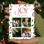 Modern Joy Red Berry Botanical 4 Photo Christmas Holiday Card<br><div class="desc">Make Christmas greetings extra special this year with our Modern Joy Red Berry Botanical 4 Photo Christmas card! This modern and chic holiday card has all the sophistication of a formal holiday card, while also maintaining the light and joyful spirit of the season. The cover features a beautiful deep red...</div>