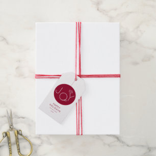 Modern Joy Red Happy Holidays Gift Tag