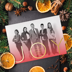 Modern Joy Red Ombre Gradient Photo Gold