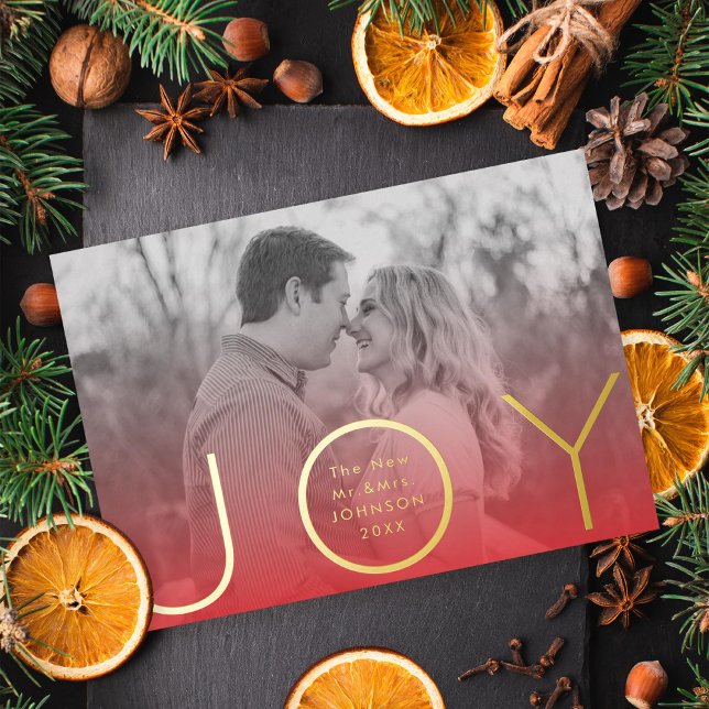 Modern Joy Red Ombre Gradient Photo Gold (Creator Uploaded)