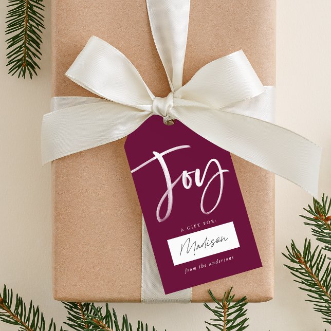 Modern Joy Script Purple Gift Tags (Creator Uploaded)