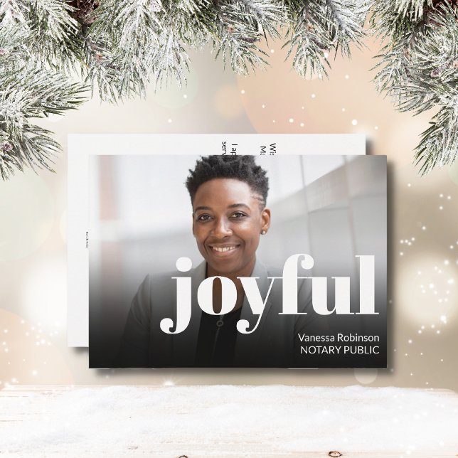 Modern Joyful bold black & white Business Photo Holiday Card (Creator Uploaded)