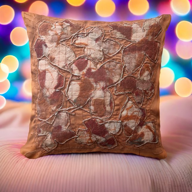Modern joyful burnt orange butterflies embroidery  cushion (Creator Uploaded)