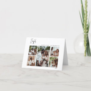 Modern Joyful Christmas Script Folded Five-Photo Holiday Card