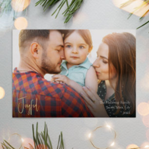 Modern Joyful Christmas Script Full Photo Gold