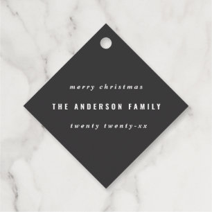 Modern joyful Christmas typography black and gold Favour Tags