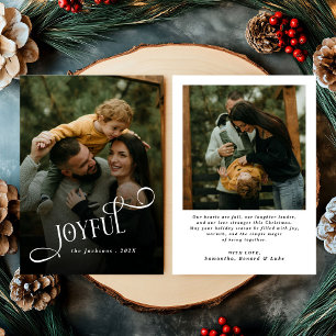 Modern Joyful Family 2 Photo Christmas Holiday Card