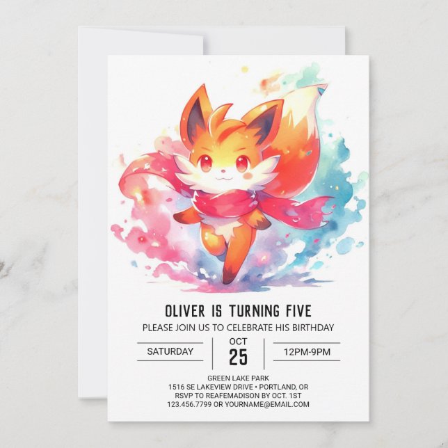 Modern Joyful Fox Birthday Invitation (Front)