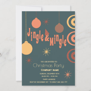 Modern joyful fun jingle and mingle holiday party  invitation
