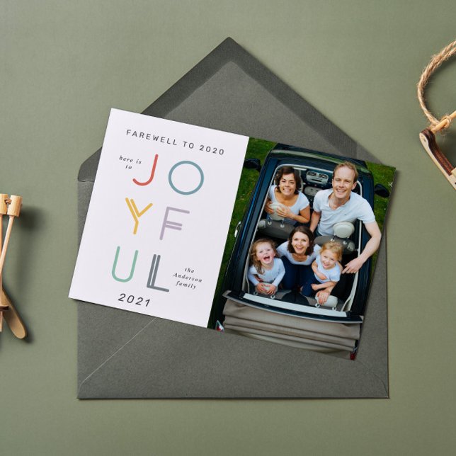 Modern Joyful Holiday New Year Photo Card (Creator Uploaded)