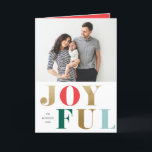 Modern joyful holiday photo greeting card<br><div class="desc">A modern holiday photo greeting card featuring elegant foil letters and festive jewel tones.</div>