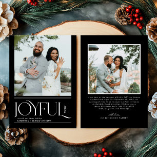 Modern Joyful Married Newlywed Merry Christmas Holiday Card