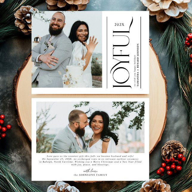 Modern Joyful Married Newlywed Merry Christmas Holiday Card (Creator Uploaded)