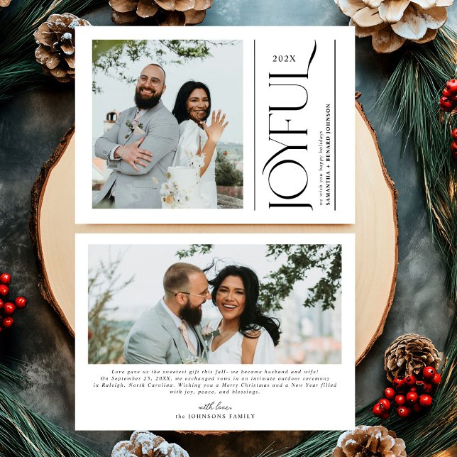 Modern Joyful Married Newlywed Merry Christmas Holiday Card (Creator Uploaded)