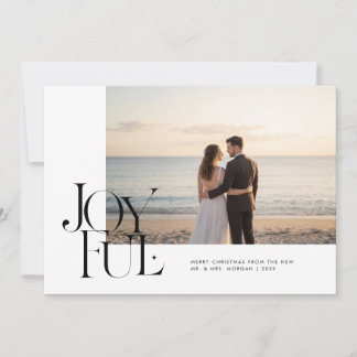 Modern Joyful Newlywed Wedding Photo Christmas Holiday Card