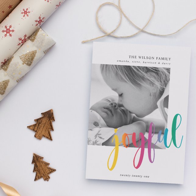 Modern 'joyful' photo Christmas Holiday Card (Creator Uploaded)