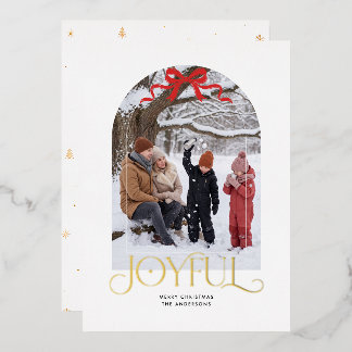 Modern Joyful Red Bow Family Arch Photo Christmas