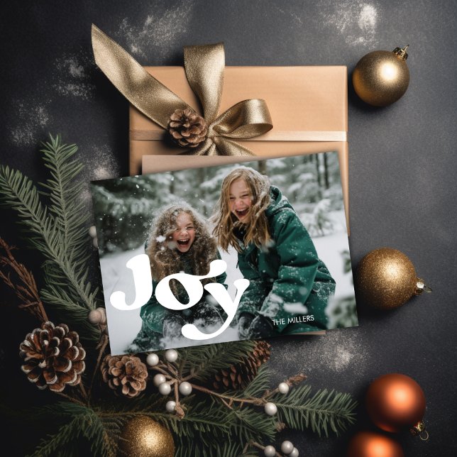 Modern Joyful Retro Typography 1 Photo Minimal Holiday Card (Modern Joyful Retro Typography 1 Photo Minimal Holiday Card)