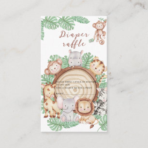 Modern Jungle Animals Greenery Safari watercolor b Enclosure Card