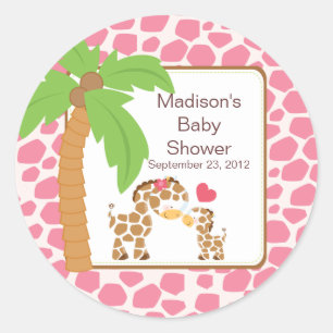 Modern Jungle Giraffe Safari Baby Shower Sticker