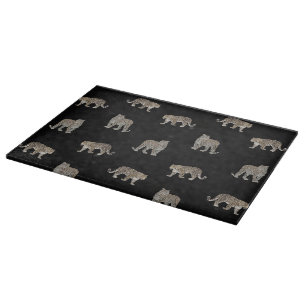 Modern Jungle Leopard Animals Black Pattern Cutting Board