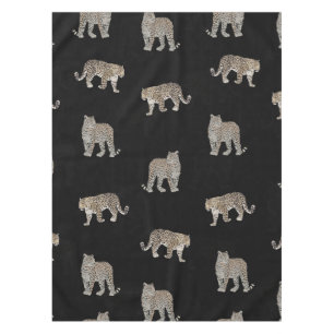 Modern Jungle Leopard Animals Black Pattern Tablecloth