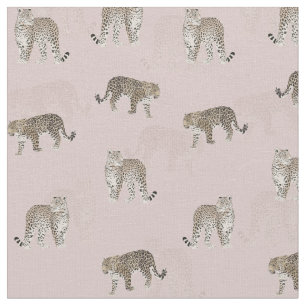 Modern Jungle Leopard Animals Pink Pattern Fabric
