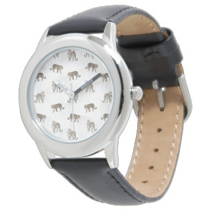 Modern Jungle Leopard Animals White Pattern Watch