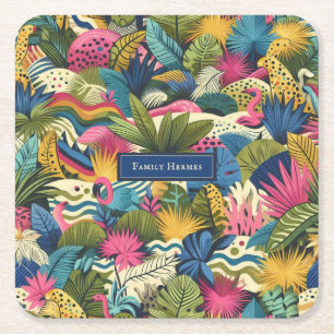 Modern jungle Morris art Square Paper Coaster