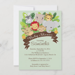 Modern Jungle Safari Animals Baby Shower Invitation