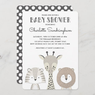 Modern Jungle Safari Baby Shower Invite Minimalist
