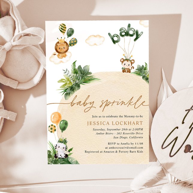 Modern Jungle Safari Neutral Baby Sprinkle Invitation (Creator Uploaded)