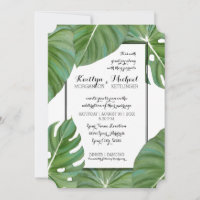 Modern Jungle Topical Beach Coastal Leaves Wedding