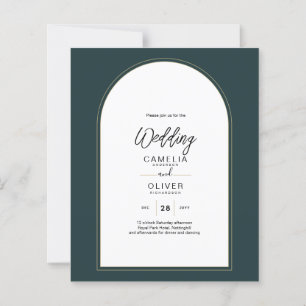 Modern JUNIPER Green Gold Wedding INVITE QR Code