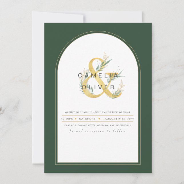 Modern Juniper Green Wedding Invitation (Front)