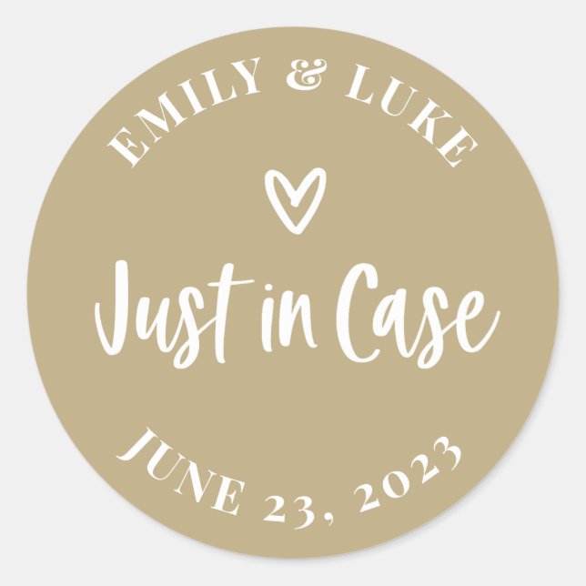 Modern Just in Case Wedding Recovery Kit  Classic Round Sticker (Front)