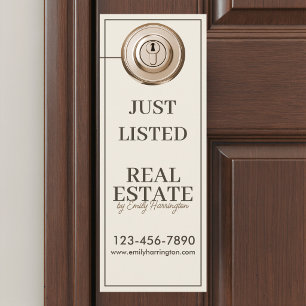 Modern Just Listed Earthy Real Estate Agent Door Hanger