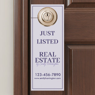 Modern Just Listed Lavender Real Estate Agent Door Hanger
